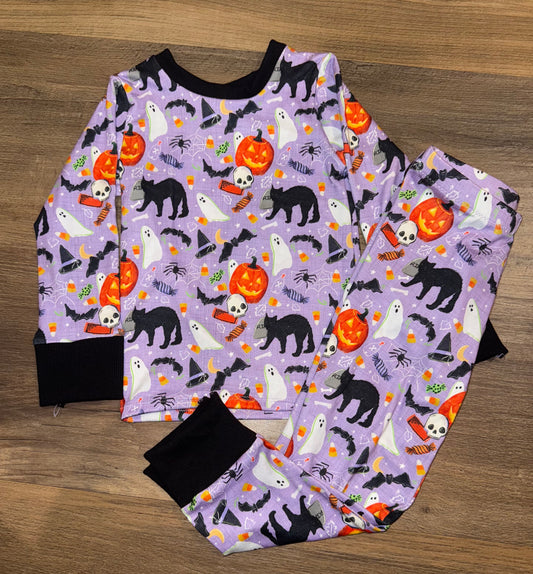 Purple Cat Halloween PJs